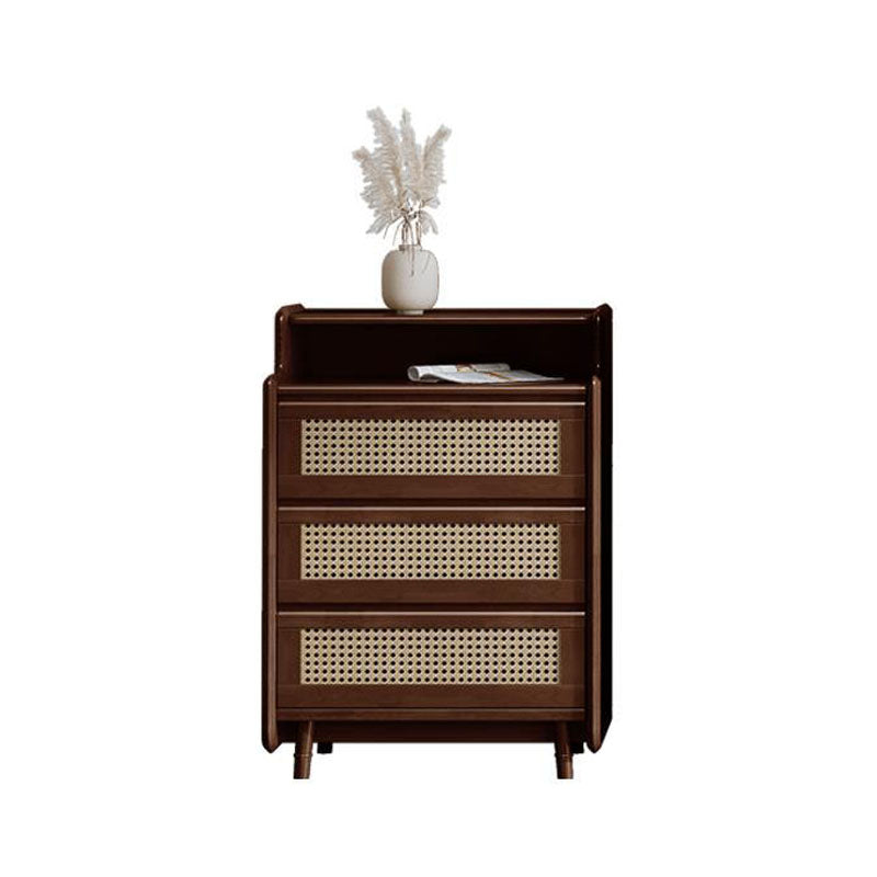 25.6" W Rattan Accent Chest in Rubberwood with Storage Drawers