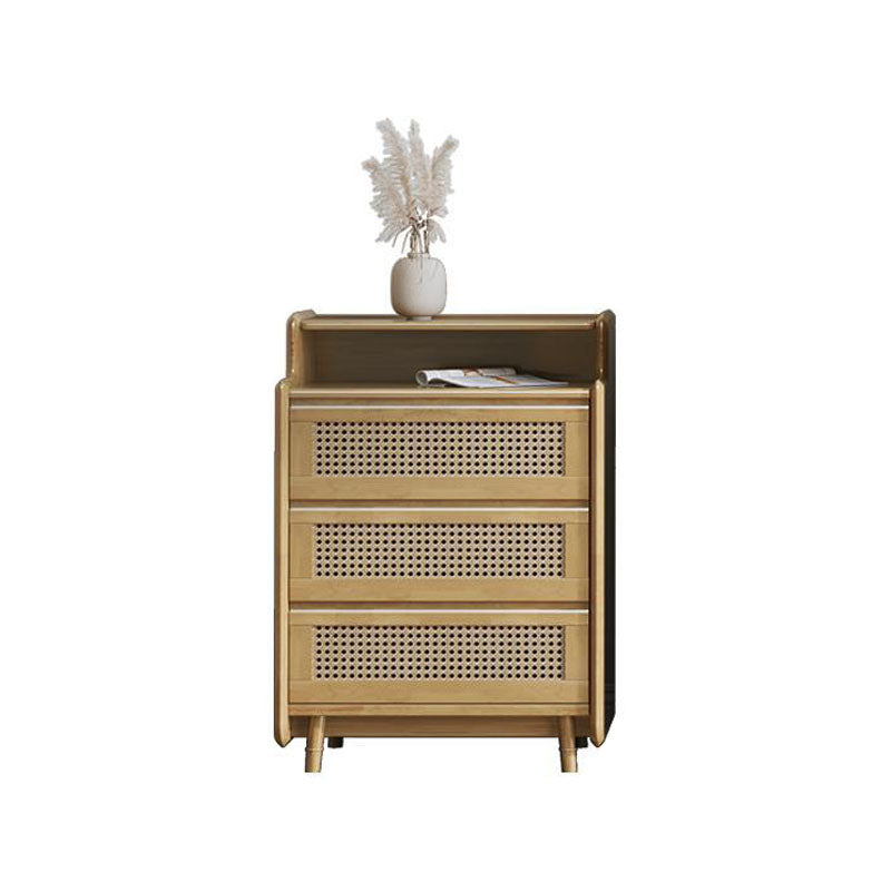 25.6" W Rattan Accent Chest in Rubberwood with Storage Drawers