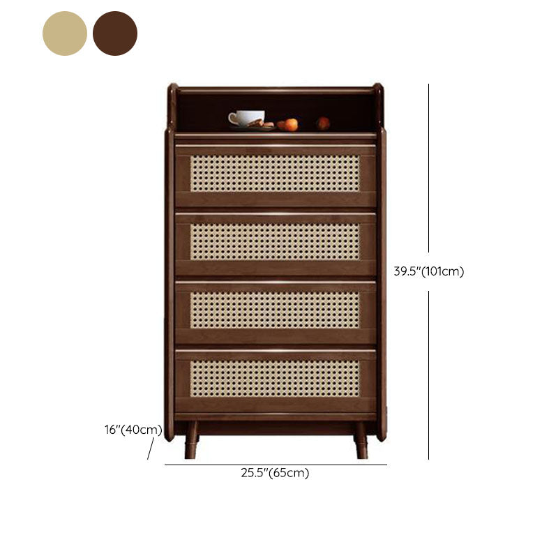 25.6" W Rattan Accent Chest in Rubberwood with Storage Drawers