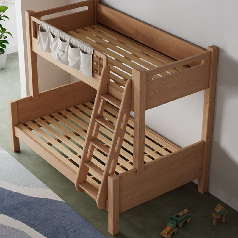 Modern Solid Wood Bunk Bed Panel Headboard Beech Kids Bed with Staircase