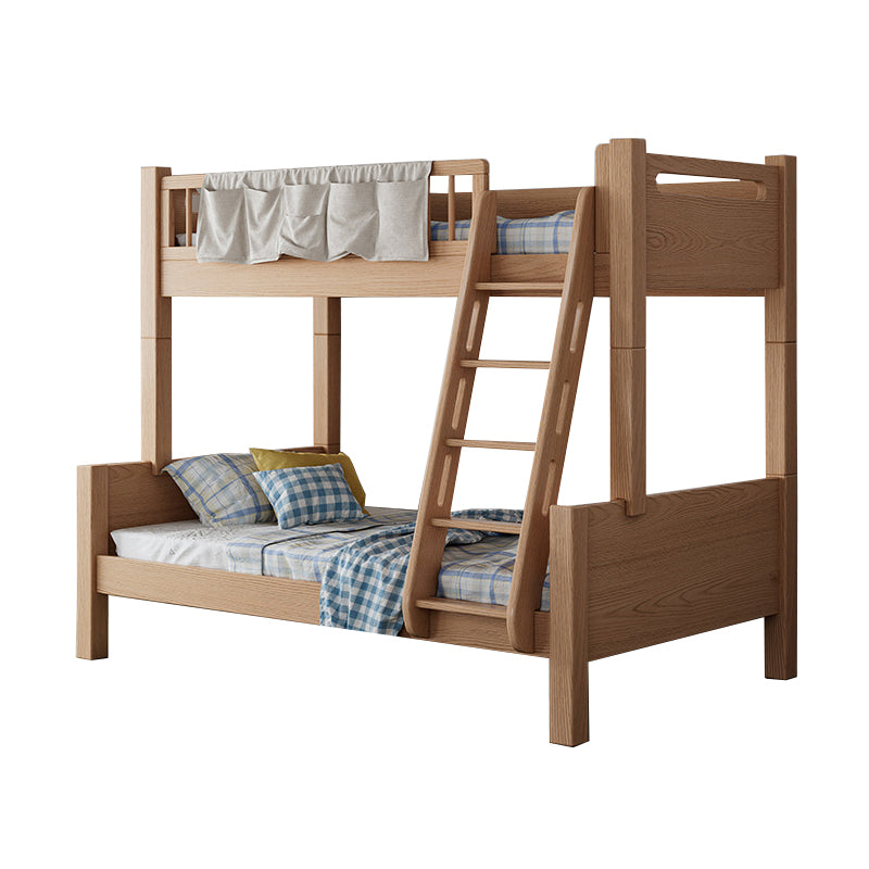 Modern Solid Wood Bunk Bed Panel Headboard Beech Kids Bed with Staircase