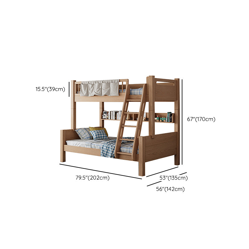 Modern Solid Wood Bunk Bed Panel Headboard Beech Kids Bed with Staircase