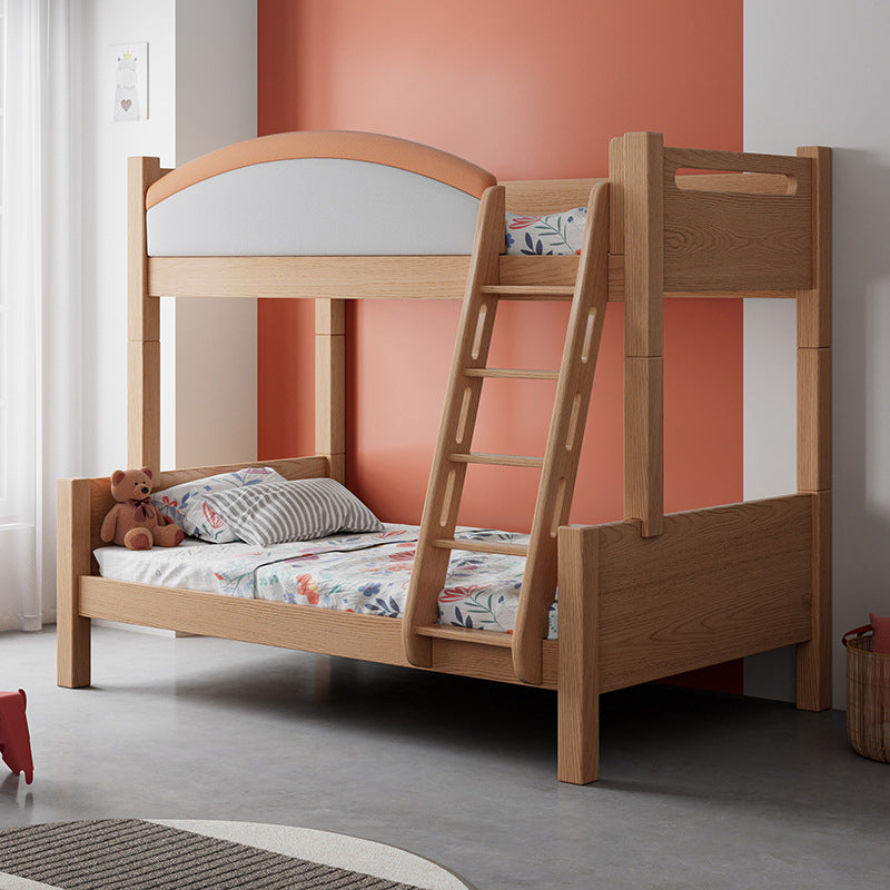 Modern Solid Wood Bunk Bed Panel Headboard Beech Kids Bed with Stairway