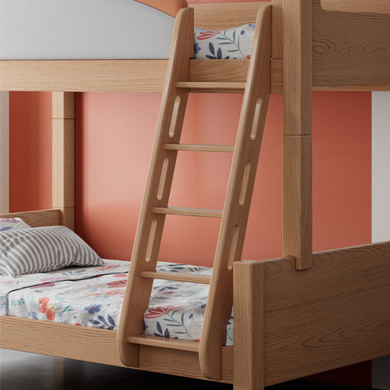 Modern Solid Wood Bunk Bed Panel Headboard Beech Kids Bed with Stairway