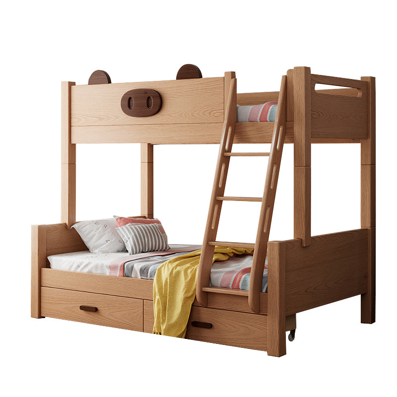 Contemporary Solid Wood Bunk Bed Panel Headboard Beech Kids Bed