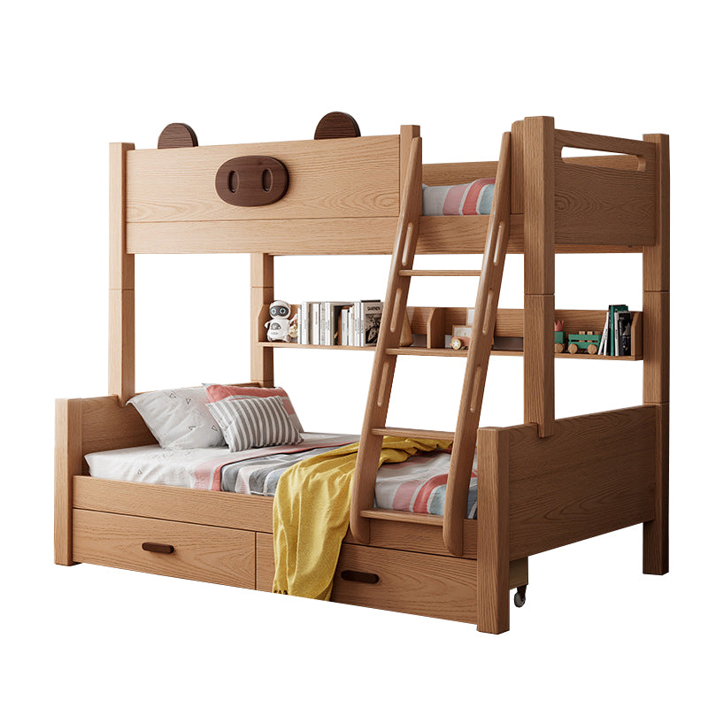 Contemporary Solid Wood Bunk Bed Panel Headboard Beech Kids Bed