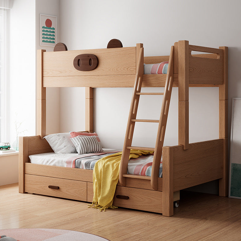 Contemporary Solid Wood Bunk Bed Panel Headboard Beech Kids Bed