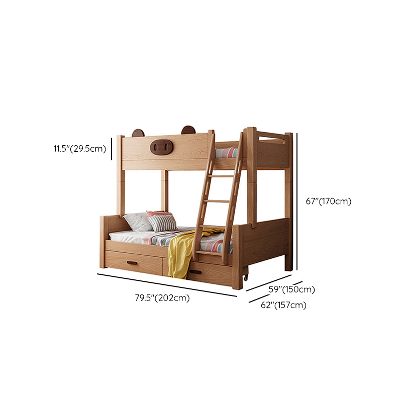 Contemporary Solid Wood Bunk Bed Panel Headboard Beech Kids Bed