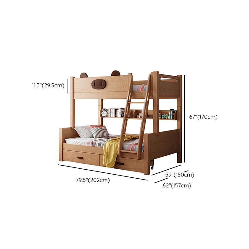 Contemporary Solid Wood Bunk Bed Panel Headboard Beech Kids Bed