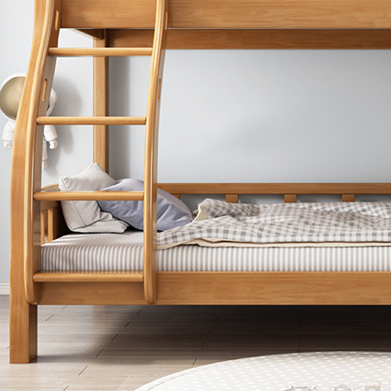 Modern Solid Wood Bunk Bed Slat Rubberwood Kids Bed with Staircase