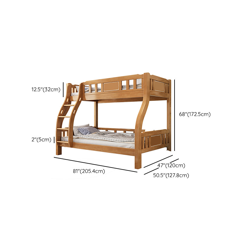 Modern Solid Wood Bunk Bed Slat Rubberwood Kids Bed with Staircase