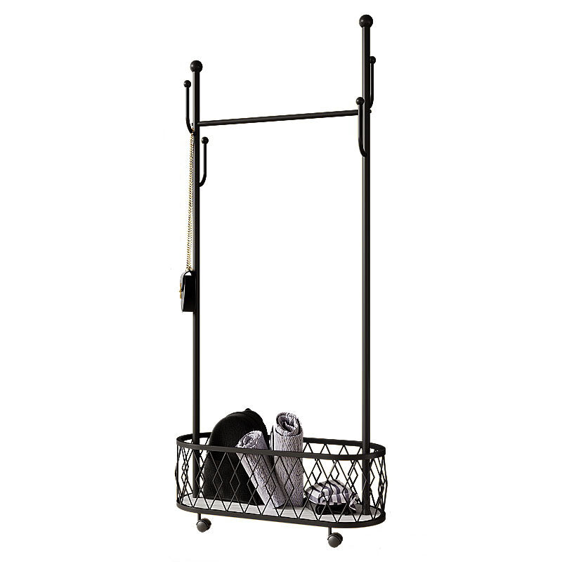 Brilliant Metal Coat Hanger Storage Basket Coat Rack with Castors