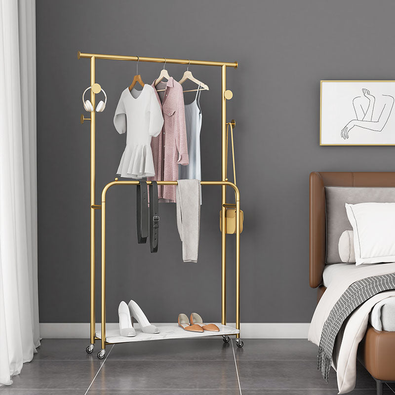 Glam Entryway Kit 2 Hanging Rails Lower Shelf and Hooks Coat Hanger