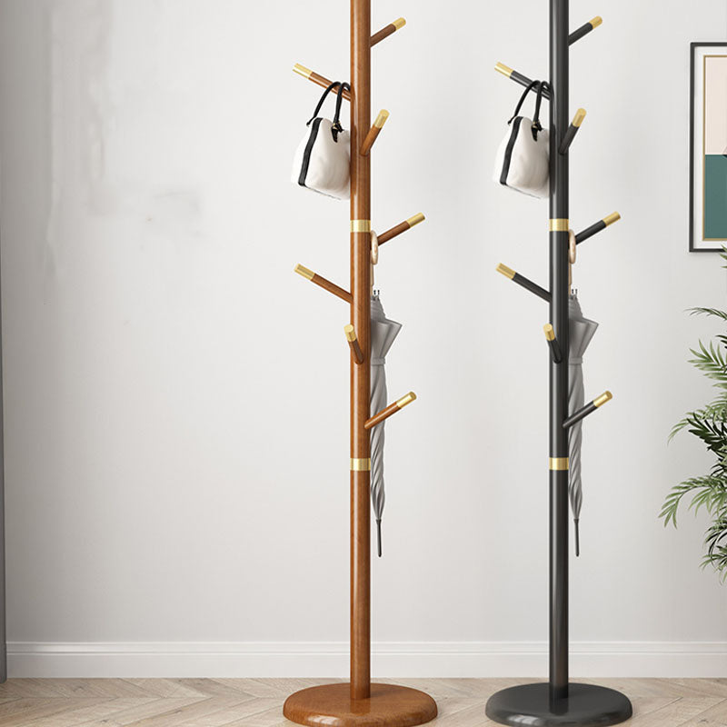 Contemporary Style Coat Hanger Solid Rubberwood Coat Rack for Living Room