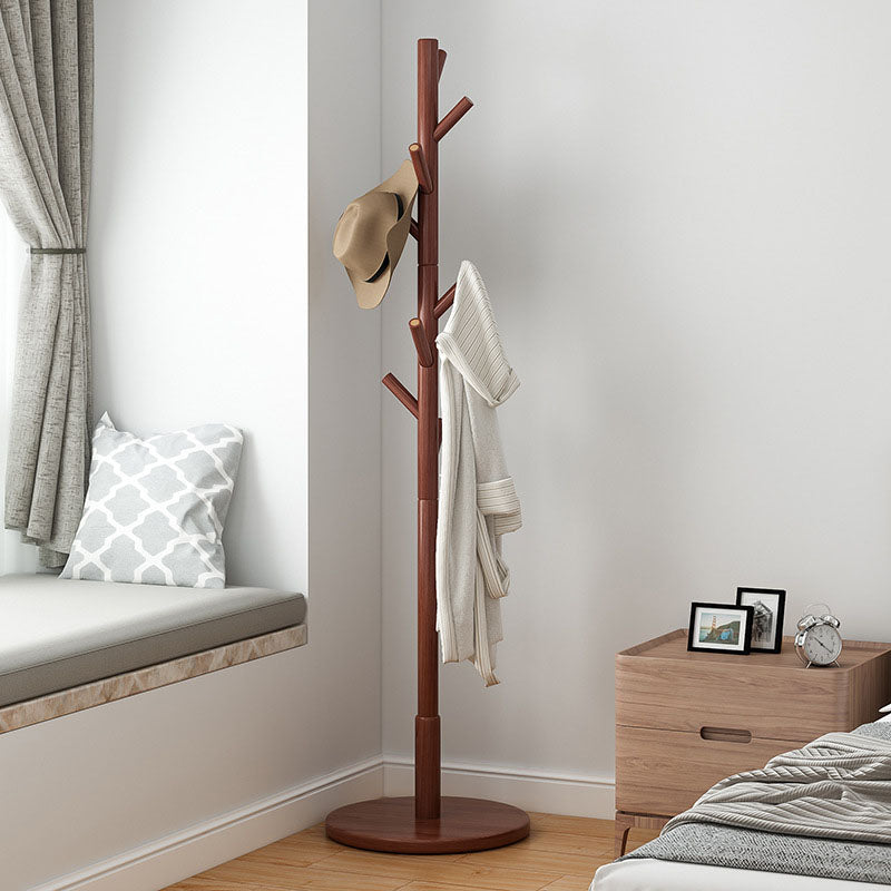 Modern Wood Coat Hanger Free Standing with Hooks Entry Hall Tree