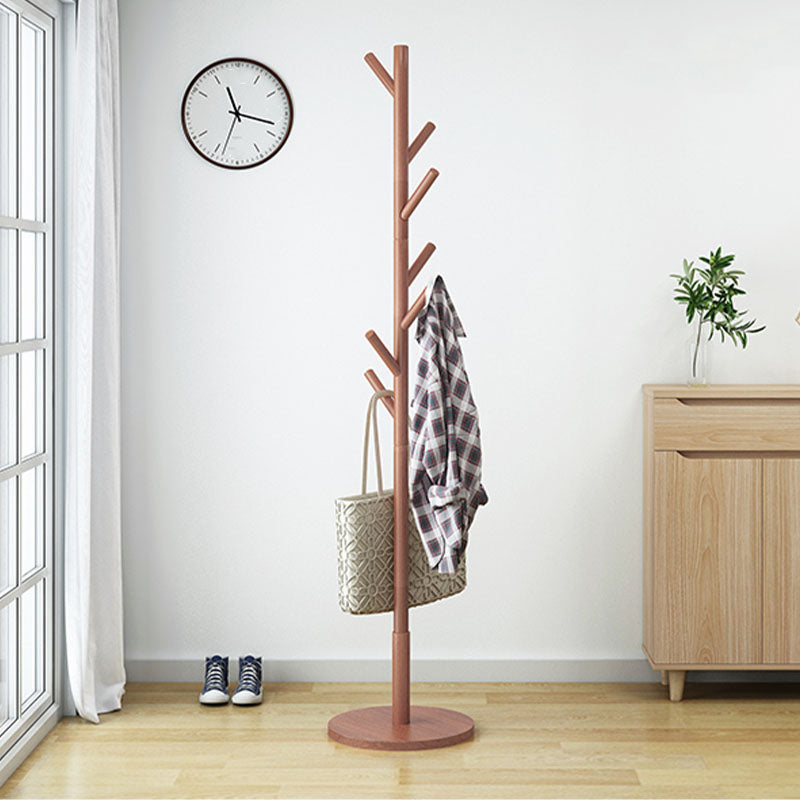 Modern Wood Coat Hanger Free Standing with Hooks Entry Hall Tree