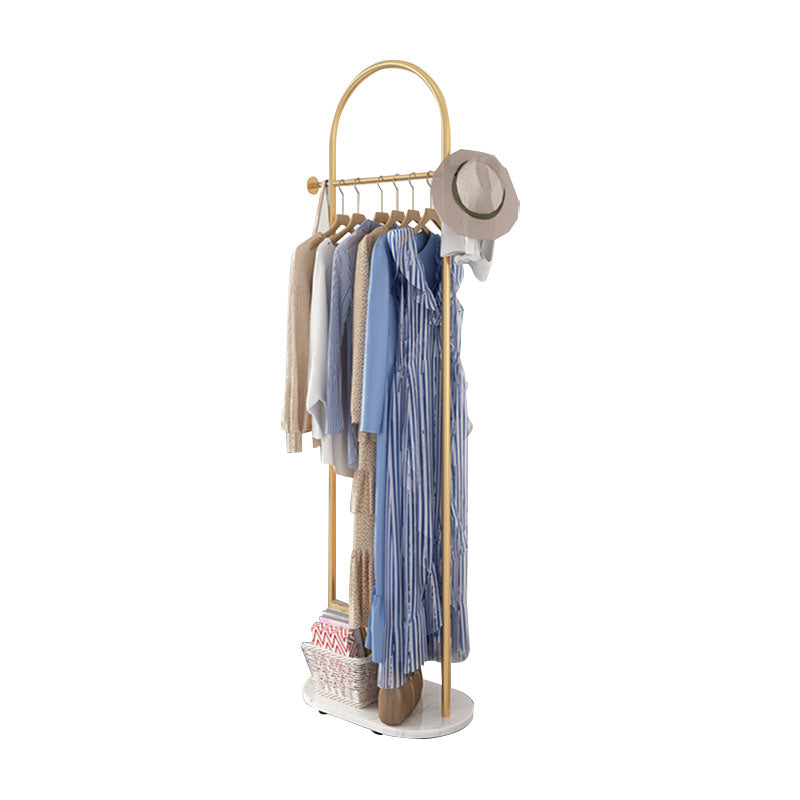 Contemporary Coat Hanger Solid Color Metal Coat Rack with Marble Bottom