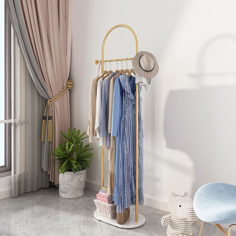 Contemporary Coat Hanger Solid Color Metal Coat Rack with Marble Bottom