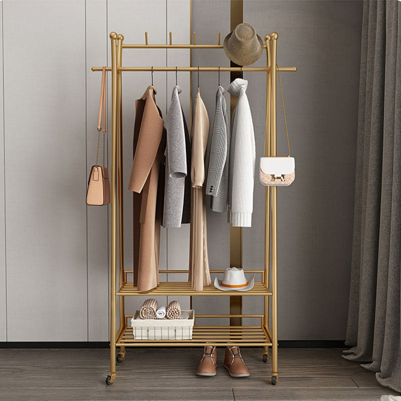 Modern Style Coat Rack Metallic Hooks Design Free Standing Coat Rack with Shelves