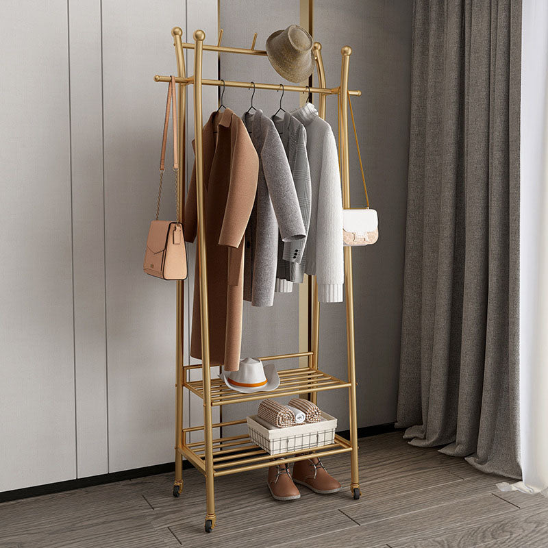 Modern Style Coat Rack Metallic Hooks Design Free Standing Coat Rack with Shelves