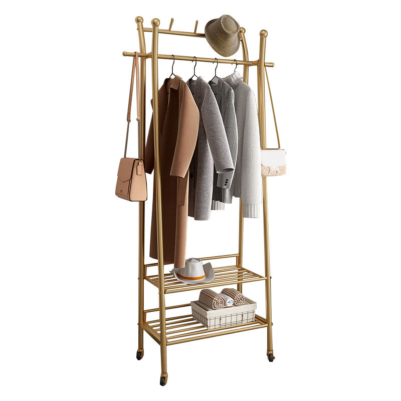 Modern Style Coat Rack Metallic Hooks Design Free Standing Coat Rack with Shelves