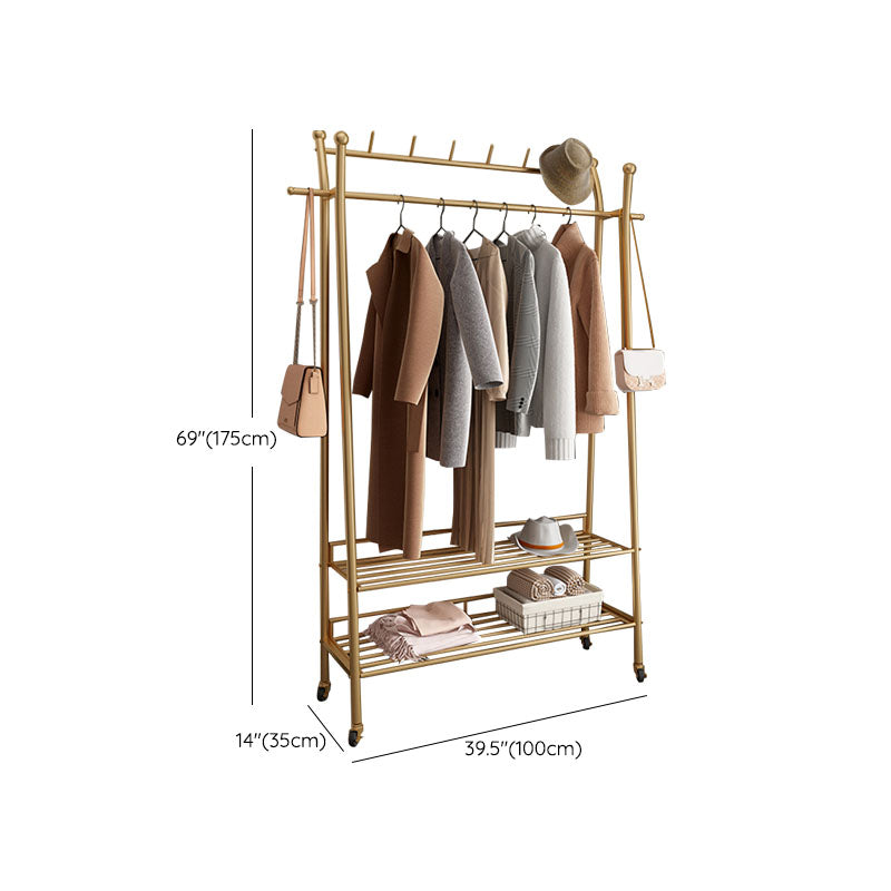 Modern Style Coat Rack Metallic Hooks Design Free Standing Coat Rack with Shelves