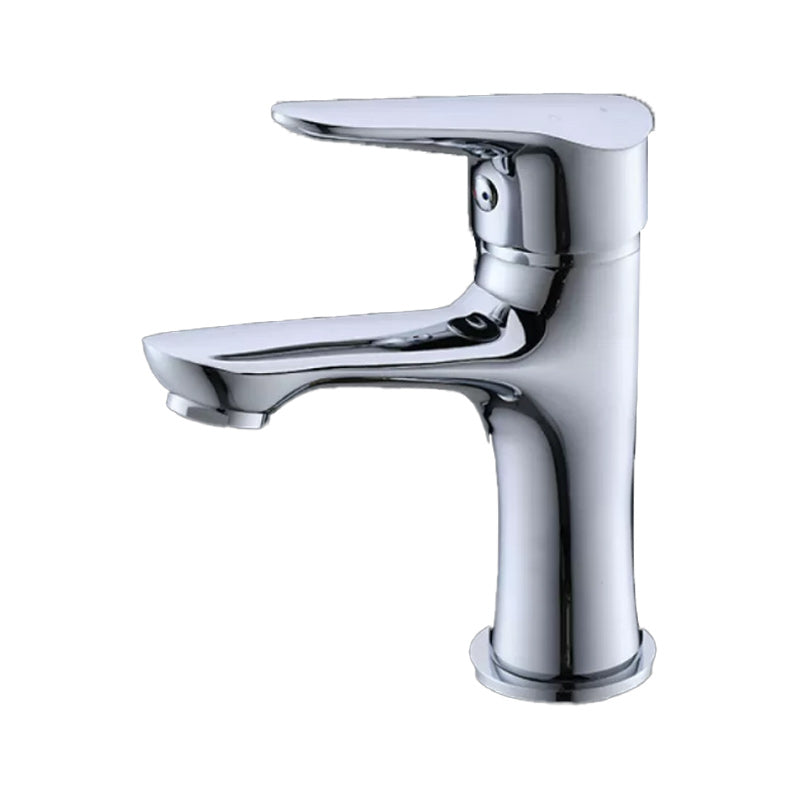 Basic Metal Sink Faucet Silver Bathroom Faucet with Lever Handle