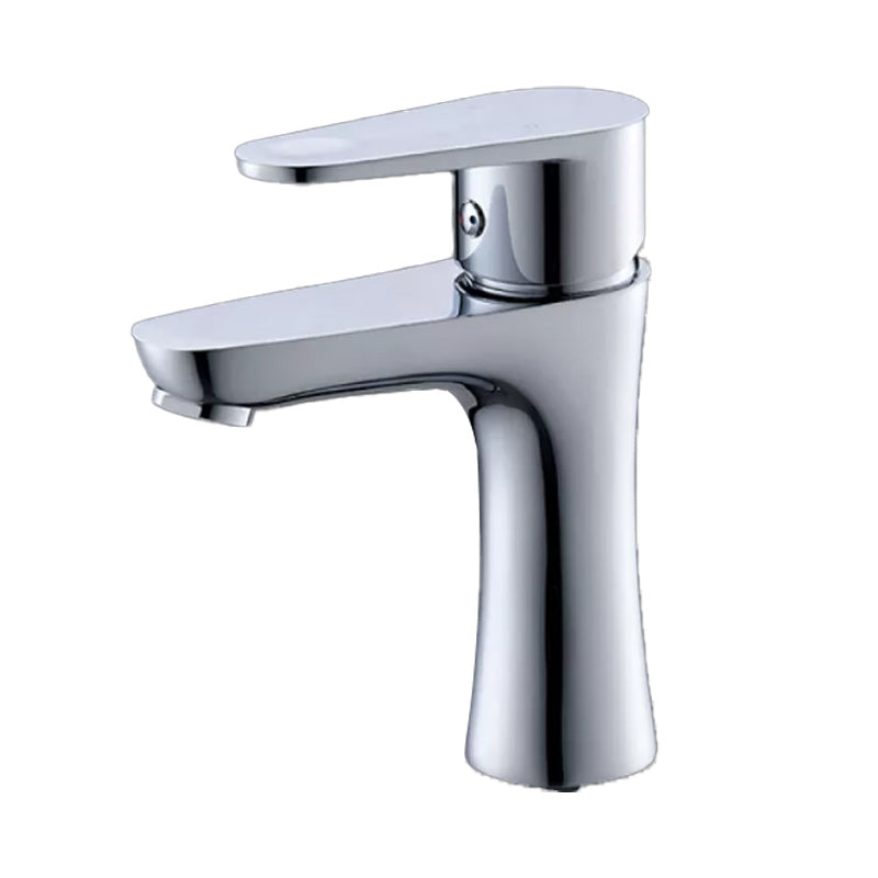 Basic Metal Sink Faucet Silver Bathroom Faucet with Lever Handle