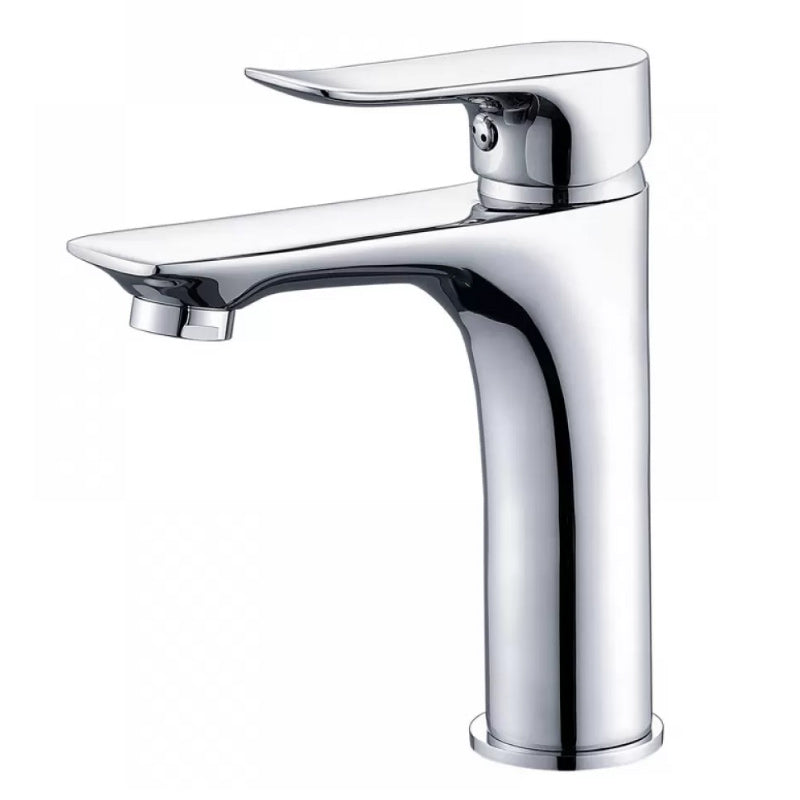 Basic Metal Sink Faucet Silver Bathroom Faucet with Lever Handle