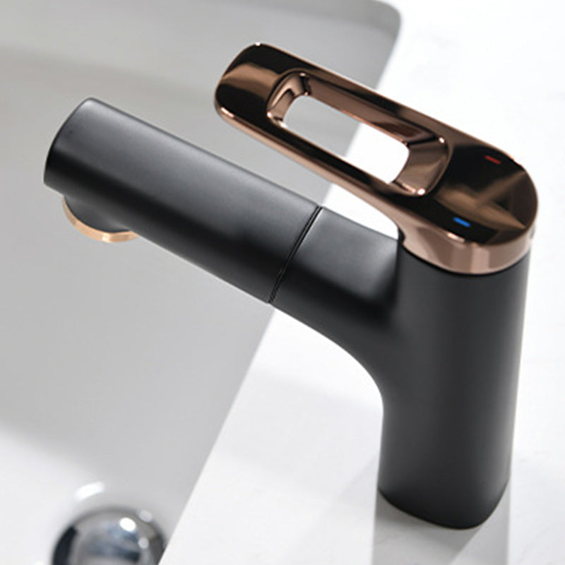 Contemporary Copper Vessel Faucet Lever Handles Retractable Low Arc Vessel Faucet