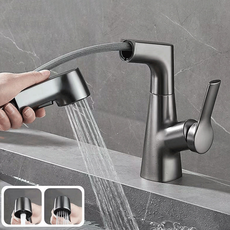 Modern Faucet 1-Handle and 1-Hole Copper with Pull out Sprayer Faucet