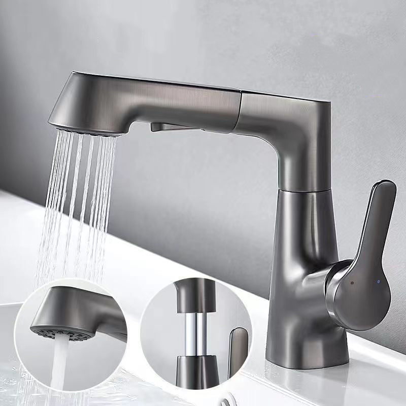 Modern Faucet 1-Handle and 1-Hole Copper with Pull out Sprayer Faucet