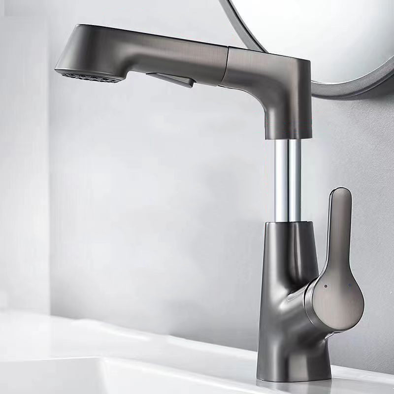 Modern Faucet 1-Handle and 1-Hole Copper with Pull out Sprayer Faucet