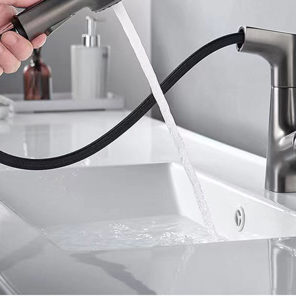 Modern Faucet 1-Handle and 1-Hole Copper with Pull out Sprayer Faucet