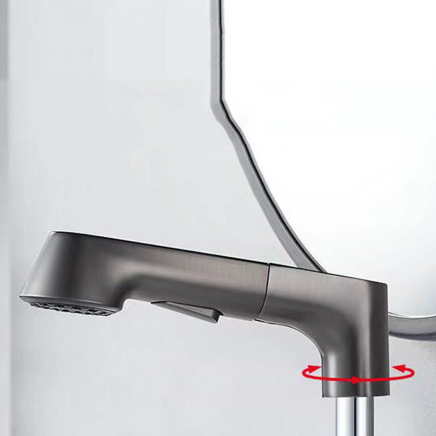 Modern Faucet 1-Handle and 1-Hole Copper with Pull out Sprayer Faucet