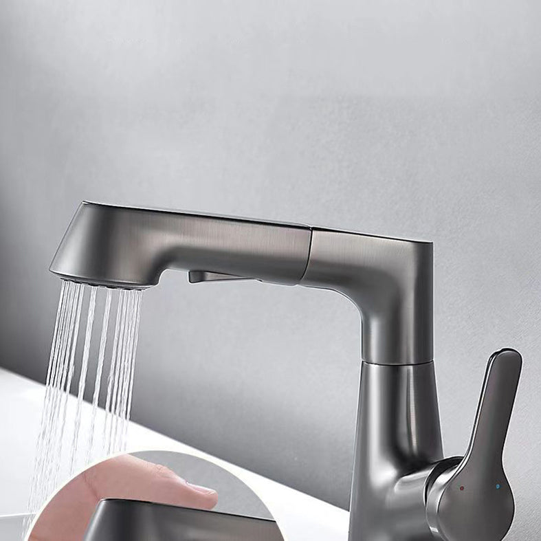 Modern Faucet 1-Handle and 1-Hole Copper with Pull out Sprayer Faucet