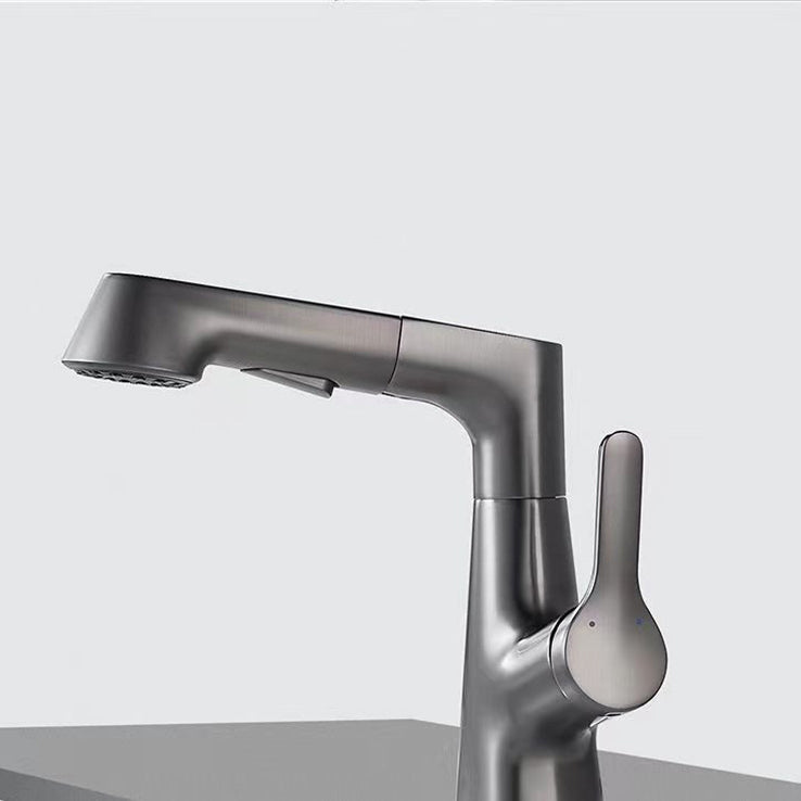 Modern Faucet 1-Handle and 1-Hole Copper with Pull out Sprayer Faucet