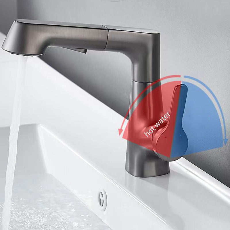 Modern Faucet 1-Handle and 1-Hole Copper with Pull out Sprayer Faucet