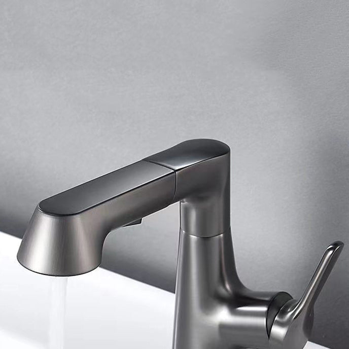 Modern Faucet 1-Handle and 1-Hole Copper with Pull out Sprayer Faucet