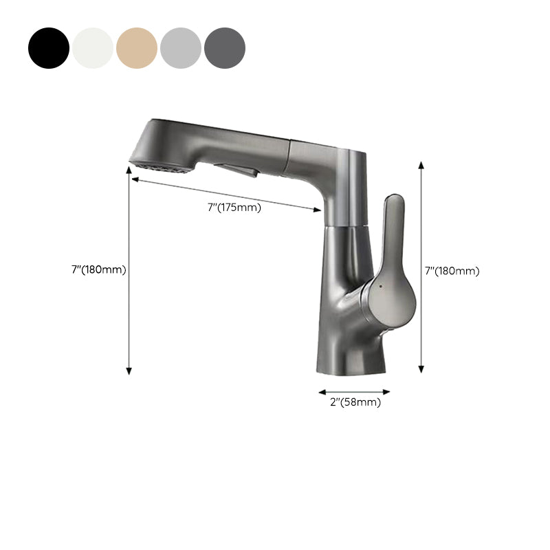 Modern Faucet 1-Handle and 1-Hole Copper with Pull out Sprayer Faucet