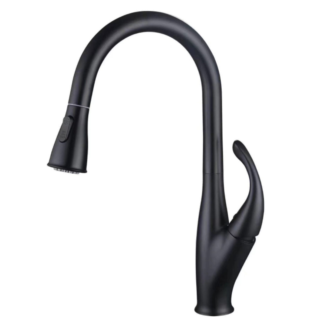 Modern 1-Handle Faucet Black/Silver Copper with Pull out Sprayer Faucet