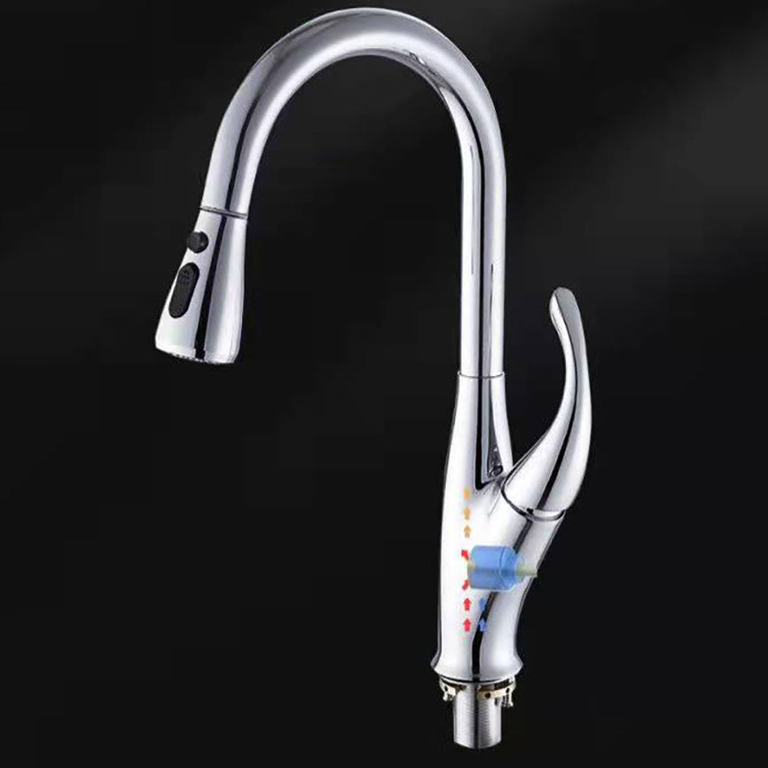 Modern 1-Handle Faucet Black/Silver Copper with Pull out Sprayer Faucet