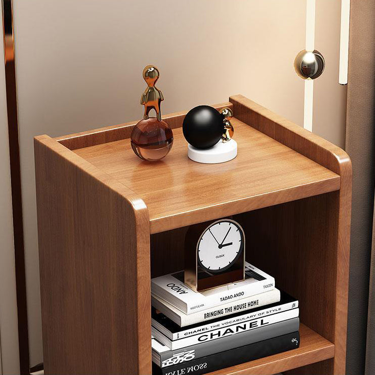 Open Storage Bed Nightstand Solid Wood Bedside Cabinet for Bedroom