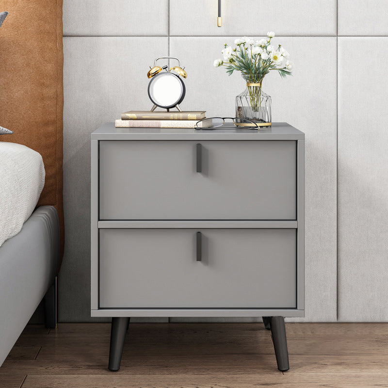 Drawer Storage Nightstand Contemporary Night Table with Legs in White/Gray