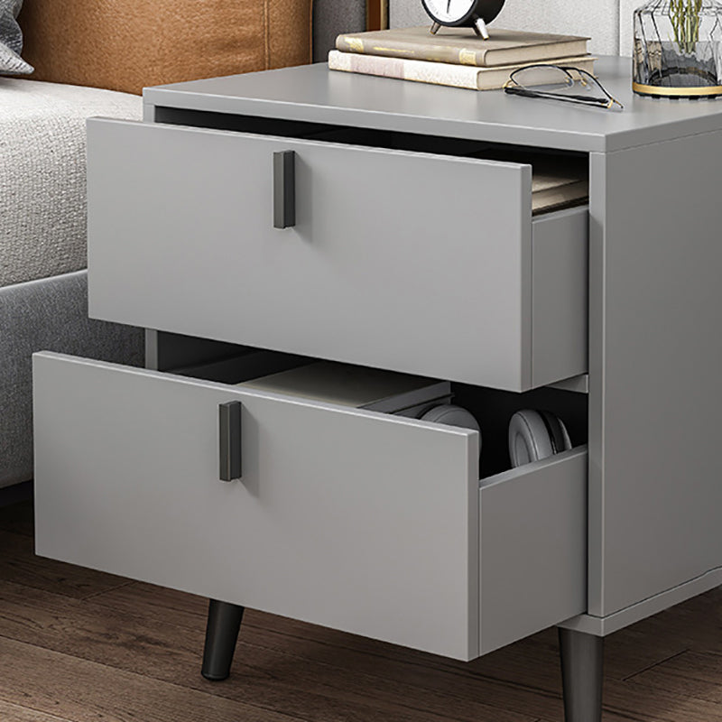 Drawer Storage Nightstand Contemporary Night Table with Legs in White/Gray