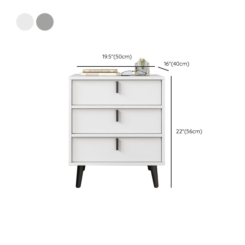 Drawer Storage Nightstand Contemporary Night Table with Legs in White/Gray