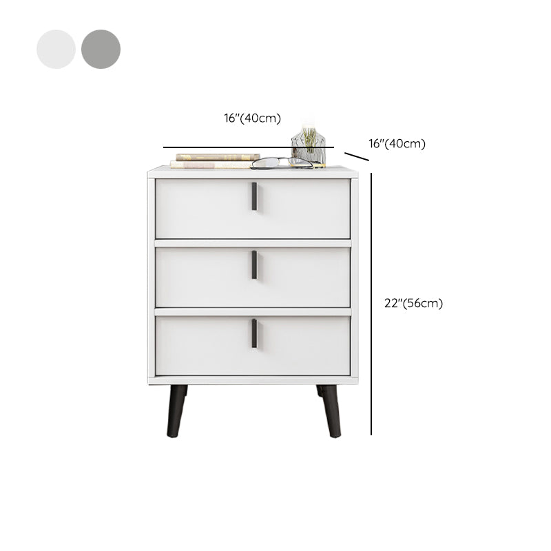 Drawer Storage Nightstand Contemporary Night Table with Legs in White/Gray