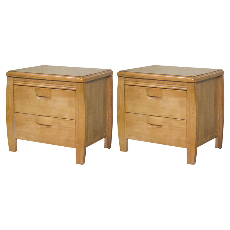 2 Drawers Solid Wood Nightstand Oak Traditional Night Table ,19.7" Tall