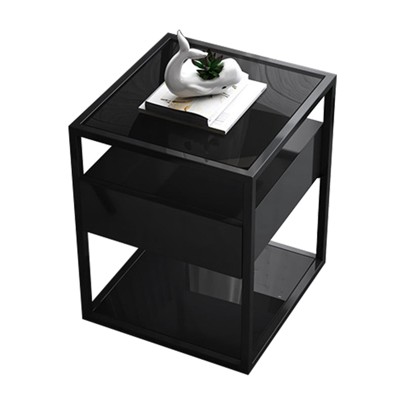 Open Storage Bed Nightstand Contemporary Bedside Cabinet with Drawer