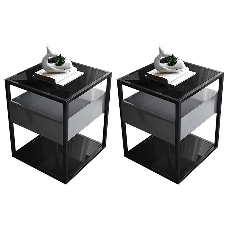 Open Storage Bed Nightstand Contemporary Bedside Cabinet with Drawer